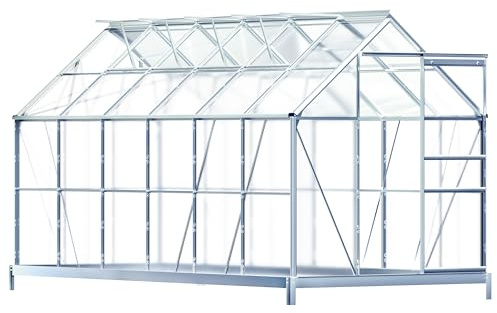 Gardebruk Invernadero de Aluminio 7,22m² Cobertizo de Jardín con Base Plantas 11,73m³ 380x190cm Vivero Huerto