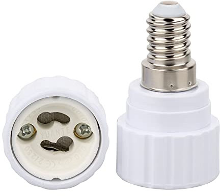 ISOLATECH 4pcs casquillo adaptador E14 para portalámparas GU10 blanco LED convertidor para lámparas de bajo consumo (máx. 250V/2A) bombillas baño cocina base cerámica resistente al calor