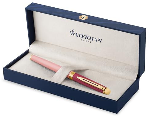 Waterman Hémisphère Füller | Metall und rosa Lackierung mit goldbeschichteten Zierteilen | Füllfederhalter mit feiner goldbeschichteter Feder | Geschenkbox, 1 Stück (1er Pack)