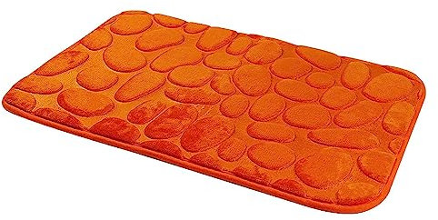 Hiseng Alfombra de Baño Antideslizante, Suave Espuma de Memoria Alfombrilla de Baño Absorbente de Agua para Baño Dormitorio Pasillo Sala de Estar Cocina (40x60cm,3D Naranja)