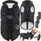 LOVPET® Hundejacke Hundemantel mit Geschirr, inkl. 45 Stück Kotbeutel + Spender, Hunde Winterweste gefüttert wasserdicht, Gepolsterte Weste Mit Brustgurt, Reflektoren, D-Ring XL, Schwarz