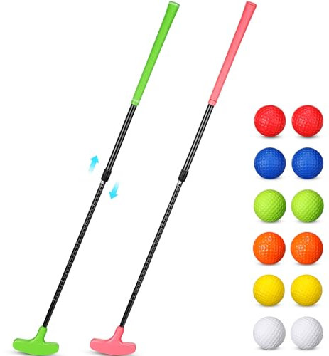 Leyndo 2 Pack Golf Putters for Men and Women with 12 Balls Two Way Mini Adjustable Golf Putters for Right or Left Handed Golfers Club Set