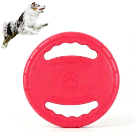 Cyrank Anneau De Dressage pour Chien pour Le Fitness en Plein Air, Jouet De Traction Flexible Et Flottant, Disque Volant à 2 Côtés Creux, Outil De Jeu Interactif(Rouge)