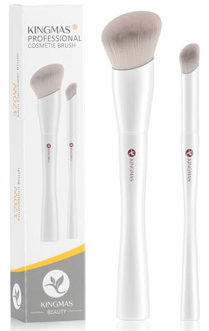 KINGMAS Abgewinkelter Foundation-Pinsel, Mini-Concealer-Pinsel, Kabuki unter den Augen, Kontur, Make-up-Pinsel für Flüssigkeit, Mischen, Creme, Puder, Rouge, Buffing, Tupfen, Gesicht, Make-up