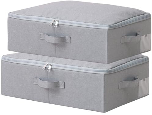 Confezione da 2 scatole piatte pieghevoli con coperchio morbido, vestiti antipolvere, album, ingresso, cubetti di organizzazione alimentare, grigio scuro