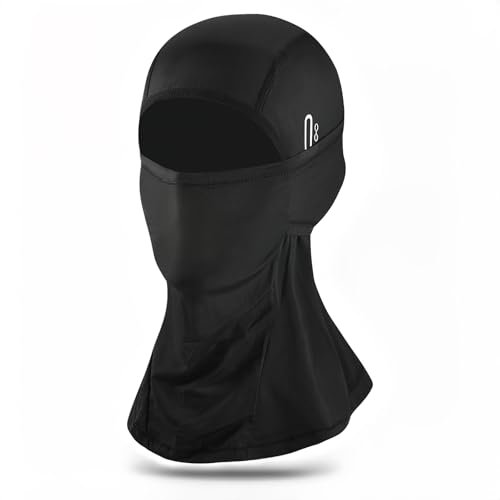 Svalor Sturmhaube Motorrad Sommer, UV-Schutz Sturmmaske Schwarz, Atmungsaktiv Motorrad Sturmhaube Sommer, Kühlung Sturmhauben mit Brillenloch für Radfahren, Roller, Klettern - Einheitsgröße