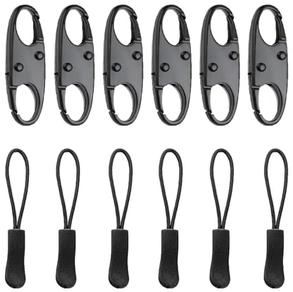 Glvomazty 12 st Zipper Pull-Replacement, Avtagbar Dragkedja Dragsko Nylonlampa Blixtlåsklämma Stöldskydd Blixtlås Sliders för Resväska Kläder Ryggsäckar och DIY