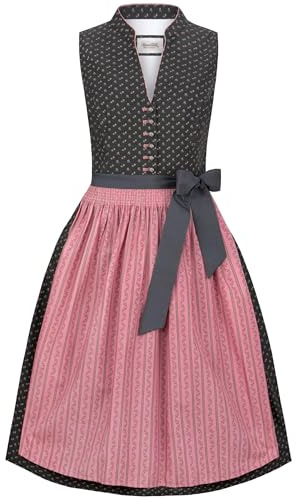 Heimatgwand Dirndl Hannah Vestito per Occasioni Speciali, Grigio Scuro, 38 Donna