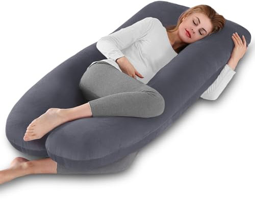 Aevcvok Schwangerschaftskissen, U-förmiges Ganzkörperkissen, Stillkissen, Stützkissen und Schwangerschaftskissen für Schwangere mit abnehmbarem Bezug, 140x70cm (Lila, Samt)