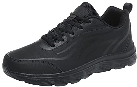 Baskets pour homme - Chaussures en cuir - Chaussures d'entraînement - Légères et confortables - Chaussures de marche - Chaussures de fitness - Grandes tailles - Antidérapantes - Chaussures de loisirs