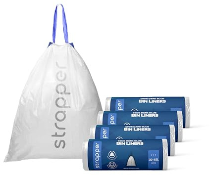 Strapper 100 Dark Blue Bin Liners, Compatible with Simplehuman Code J, 30-45 Litre