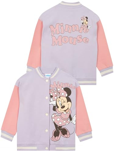 Disney Minnie Mouse Bomber Jacket, Minnie Varsity Jacket For Girls, Cotton Girls Jackets, Purple 7-8 Years