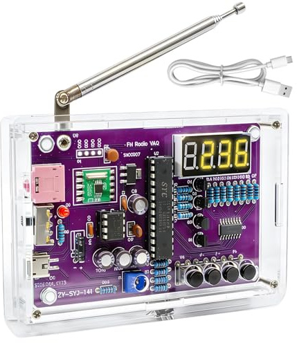 FM Radio Kit, Soldering Practice Kits DIY Electronic School Project FM 87-108MHz with 2 Power Supply Modes USB or Battery EK1989, Soldering Learning and Teaching Kit for Beginners Adults Kids Youth