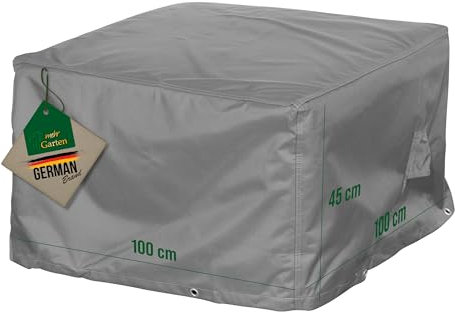 Mehr Garten Abdeckung Loungehocker, 100x100x45 cm, grau, Oxford 600D Gewebe, Schutzhülle für Gartenmöbel, wasserdicht, UV-beständig und wetterfest