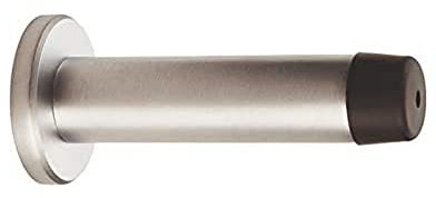 Carlisle Brass Wall Mounted Cylinder Doorstop With Rose, Satin Chrome, 1 Set, 1 Item, 1 Piece