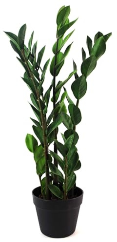 Leaf Design UK Realistic Large Artificial Foliage Plant with Pot, Zanzibar Gem, 75cm