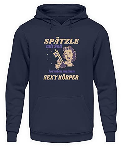 Spätzle avec sauce – Proverbes souabes – Cadeaux – Sweat à capuche unisexe, Oxford bleu marine, XXXXL