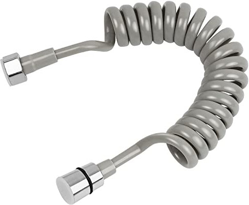 DEANKEJI 2 Mètre PE Tuyau de Ressort de Salle de Bain, Gris Tuyau de Douche Télescopique, Tuyau Long pour Pulvérisateur, Toilette, Bidet, Robinet