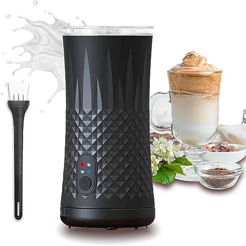 Mousseur à Lait Électrique, Viafexna 4 en 1 Mousseur Lait, Moussage de Lait Chaud Et Froid, Arrêt Automatique, 4 Modes Mousseur de lait, Revêtement Antiadhésif, Facile a Nettoyer