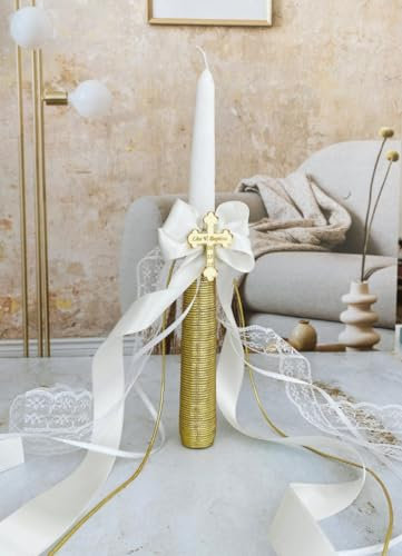 Personalized Christening Candle for Baptism and First Communion Ceremony