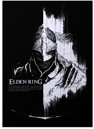 Displate Elden Ring Metal Poster Magnetische Befestigung Offiziell Lizenziert Bilder Lands Between - Tarnished BW Poster 32x45cm