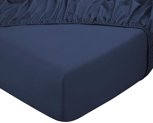 PHLOX Spannbettlaken 140 x 200 cm-100% weiche und atmungsaktive Baumwolle, Öko-Tex-zertifiziertes Bettlaken ohne Non-GMO für Matratzen bis zu 28 cm Höhe | Topper-Bezug für heißes(Blau)