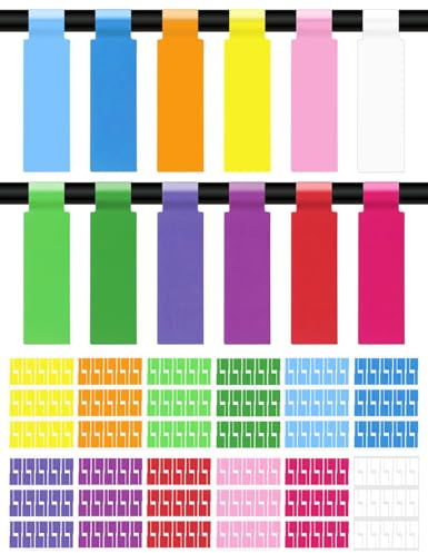 GAUENEEN 750 PCS Cable Labels, 12 Colors Waterproof Cable Tags Wire Labels for Cable Management, Self Adhesive Wire Label Printable for Laser Printer and Handwriting