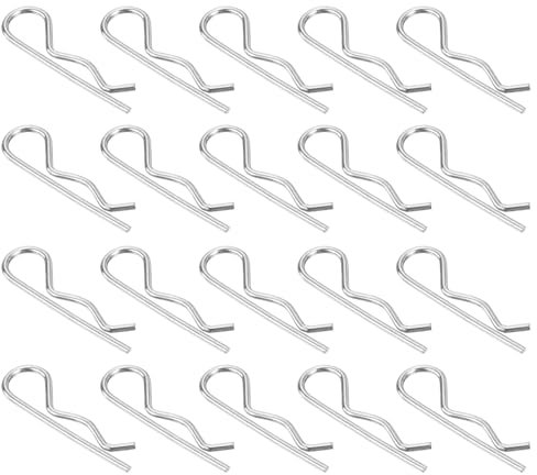 sourcing map 50 pasadores de resorte en forma de R de acero inoxidable 304 de 2 mm x 45 mm, clips R para electrodomésticos, equipos deportivos, reparación de mecánicos de automóviles (plateado)