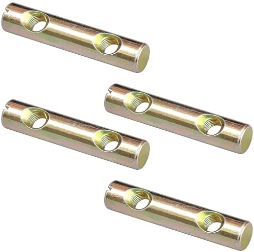 4 PCS M8 x 60mm Double-Hole Barrel Nuts, Zinc-Plated Carbon Steel Nuts with Flat-Slot Design