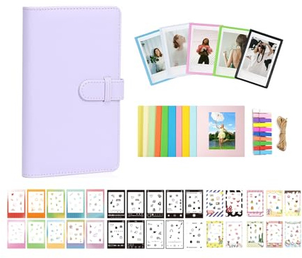 Aisnyho Kit d'accessoires instantanés pour appareil photo Instax Mini LiPlay 12 11 9 8+ 8 EVO 99 SE 40 90 70 50S 26 25 7S avec album/autocollants/cadres photo magnétiques/cadre de suspension, Lilas