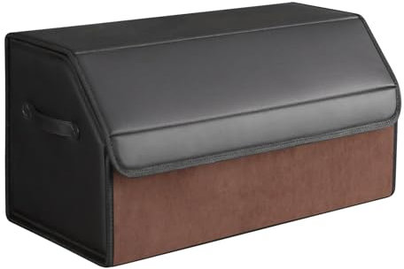 Borsa organizer per bagagliaio con coperchio, impermeabile, contenitore per bagagliaio, partizione rimovibile, manico portatile, materiale in pelle, per tutti i tipi di veicoli (misura media)