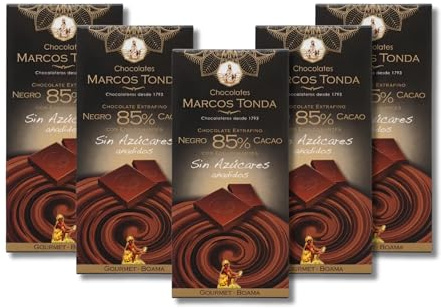 Chocolats Marcos Tonda - Boama Chocolats Gourmet X5 | Chocolat Noir 85% De Cacao X5 | Chocolat Sans Sucre Ajouté | Barres Et Tablettes De Chocolat | Comprend 5 Comprimés Fabriqués En Espagne