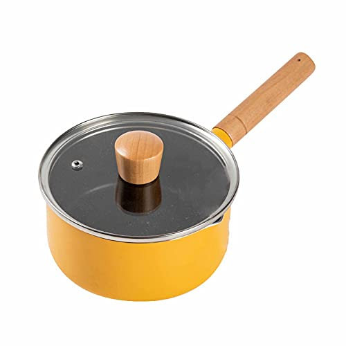 Stock Pot, Snow Pan, Food Supplement Pot, Frying Pan, Aluminum Alloy, Bakelite, with Wooden Handle Handy Pot,Yellow (Yellow)