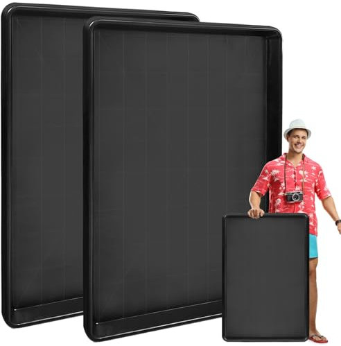 Hlimior 2 Stück Groß Ölauffangwanne, 90 x 55 x4 cm Universal Kunststoff Ölwanne, Ölauffangbehälter Kunststoffwanne für Auto Garage, Pflanzschale Kofferraumwanne für Garten Becken Küch, Schwarz