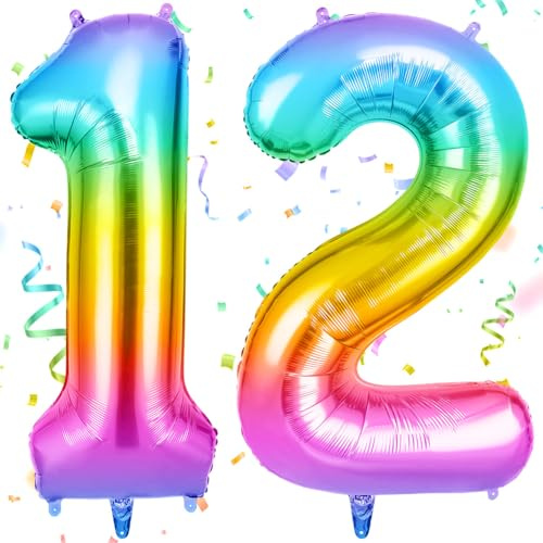 OFFCUP Palloncini Compleanno Gelatina 101 CM, Palloncino Numero 12, Foil Palloncini Numeri, Giganti Palloncini Numeri, Decorazioni Festa Compleanno, Gonfiabili Pallone per Anniversario