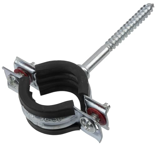 AERZETIX - Set di 10 Collari di Serraggio Semplici Isolati con Vite per Tubo 3/4 | Montaggio Orizzontale o Verticale | Campo di Serraggio 25-30 mm | Acciaio con Guarnizione in Gomma
