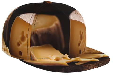BLWSLC Casquette de baseball pour adulte réglable en sergé imprimé fromage Casquette adaptée pour les voyages et le sport Noir