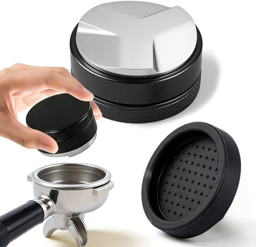 Nevoluxer Distribuidor de Café 54mm, Prensador y Nivelador Ajustable con Tamper, Herramienta de 53mm para Portafiltros, Incluye Tapete de Silicona Antideslizante Accesorios Espresso
