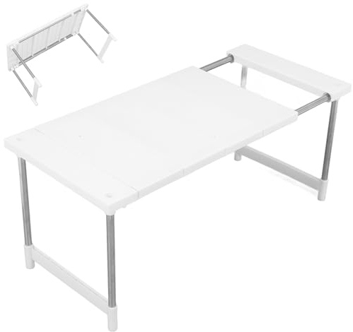 SHINEOFI Scaffale da Cucina in Acciaio Inox e Pp Telescopico Regolabile Struttura Robusta e Ganci Organizer Salvaspazio per Microonde e Ripiani