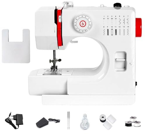 LetCart 728 Máquina de Coser Portátil Eléctrica Compacta para Hogar, 14 Puntadas Integradas, Fácil Uso con Luz LED, Mini Costura Electrica para Jeans (Solo Máquina de Coser)