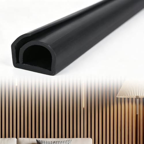 Kabelkanal för akustiska paneler, 12 mm bred halvcirkelformad kabelkanal, flexibelt kabelskydd, svart, kabelfack, självhäftande, kabelbyte utan demontering, akustiska paneltillbehör (300 cm)
