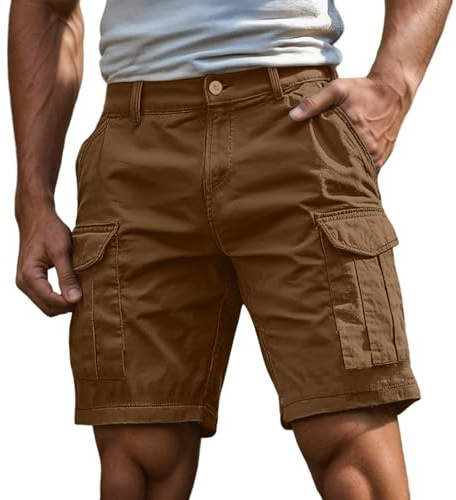 Genérico Bermudas de lino para hombre, pantalones cortos de vacaciones, verano, ligero, transpirable, playa, informal, algodón, con cordón de ajuste, corte recto, pantalones cortos para hombre, chic