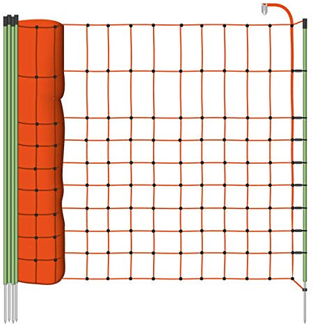 VOSS.farming 50m Wildschutz-Netz, 65cm, 1 Spitze Weidezaunnetz, Weidezaun, Hühnerzaun, zur Abwehr gegen Fischotter Garteneinzäunung Beetschutz Hundezaun Katzenzaun