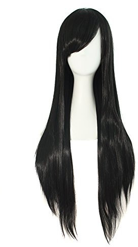 Mapofbeauty, parrucca nera lunga liscia in Kanekalon