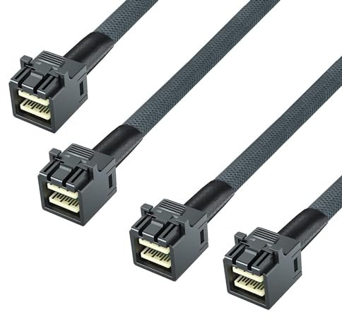 10Gtek® [2 Stück 12G Internal Mini SAS HD SFF-8643 zu SFF-8643 Kabel, with Sideband, 100-Ohm, 0.5-Meter(1.65-ft)