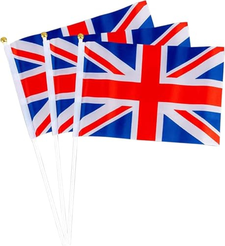 5pcs Union Jack Hand Flags King’s Coronation Waving Small Flags Royal Street Party Celebrations Sporting Events Pub BBQ Car Decorations