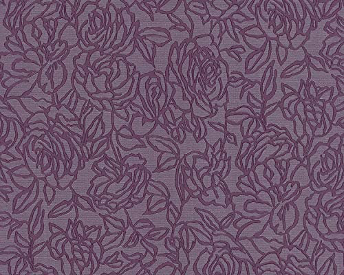 Blumen Tapete EDEM 9040-29 heißgeprägte Vliestapete geprägt mit floralem Muster glänzend violett rot-lila 10,65 m2