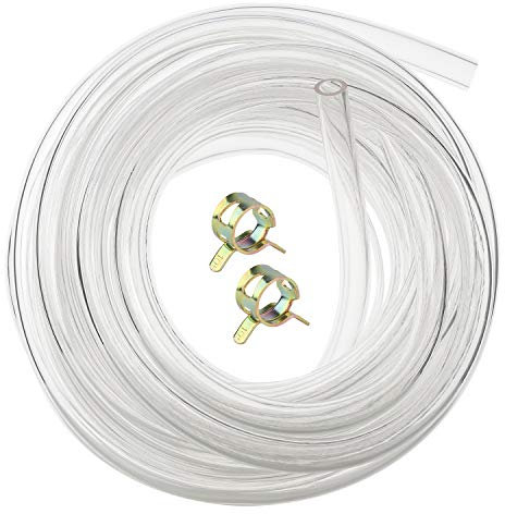 Hyber&Cara Tuyau en PVC transparent flexible 8mm × 11mm qualité alimentaire, conduite d'eau, tuyau d'air, 5 mètres, avec 2 colliers de serrage