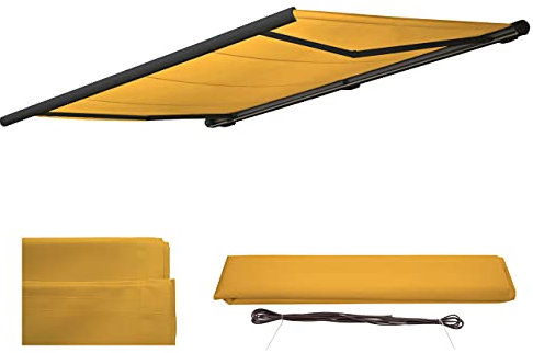 Mendler Funda para toldo T124, funda de repuesto para protección solar, 5 x 3 m, poliéster, color amarillo