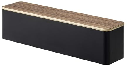 YAMAZAKI Home Rin Utensil Case Knife Fork Spoon Silverware Cutlery Holder with Divider, Portable for Kitchen Counter Or Table - Plastic + Wood